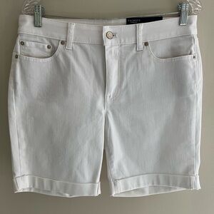 Talbots White Jean Shorts Bermuda Style